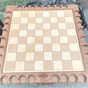 20" x 20" Carved Wood CHESS BOARD Michaud Toys Hand Crafted Pawn Bishop